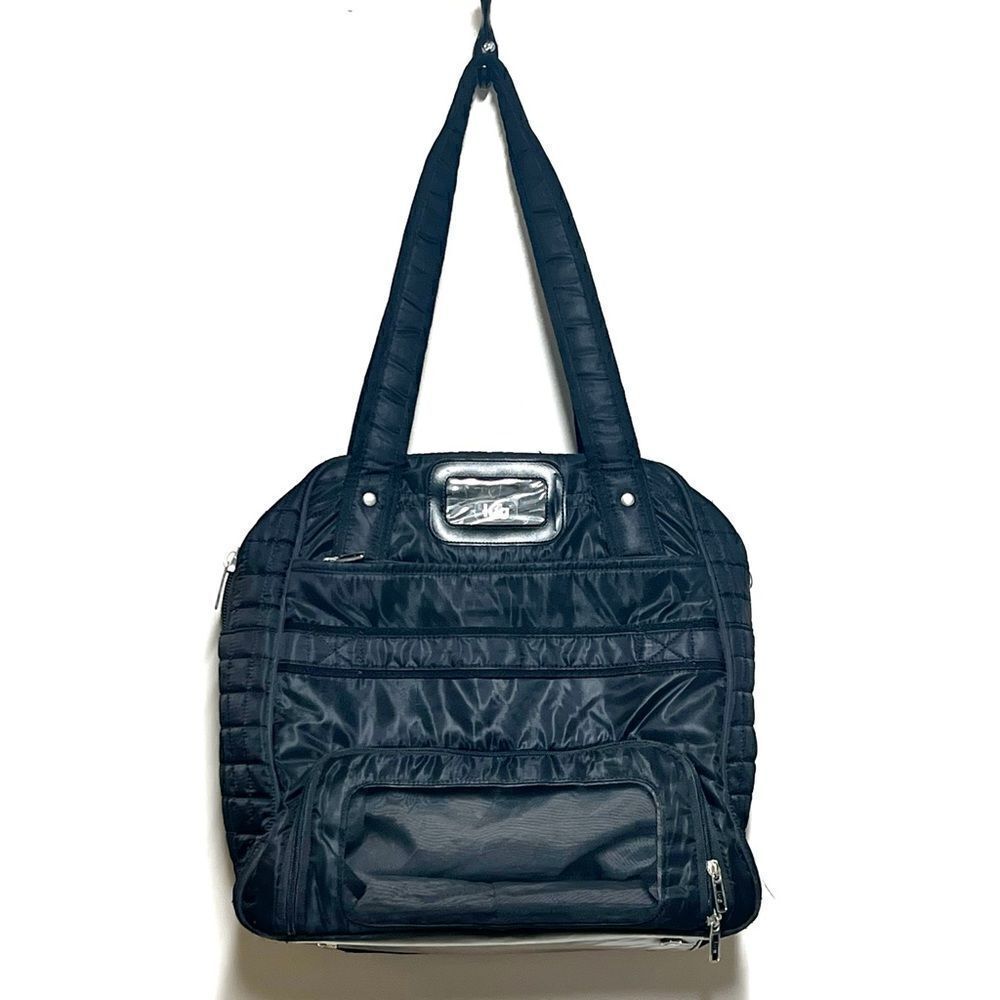 LUG Black Quilted Work Travel Tote Gym Diaper Bag Purse Puddle Jumper - Picture 2 of 8